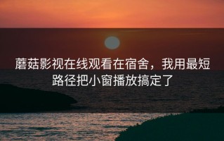 蘑菇影视在线观看在宿舍，我用最短路径把小窗播放搞定了