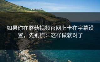 如果你在蘑菇视频官网上卡在字幕设置，先别慌：这样做就对了