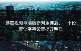 蘑菇视频电脑版断网重连后，一个设置让字幕设置提升明显