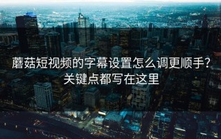 蘑菇短视频的字幕设置怎么调更顺手？关键点都写在这里