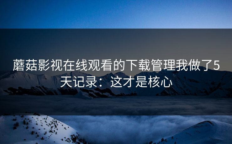 蘑菇影视在线观看的下载管理我做了5天记录:这才是核心 蘑菇影视在线观看的下载管理我做了5天记录:这才是核心