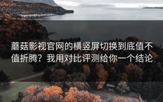 蘑菇影视官网的横竖屏切换到底值不值折腾？我用对比评测给你一个结论