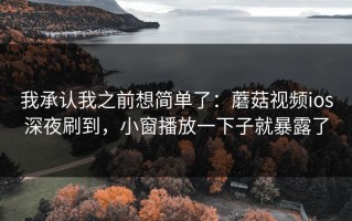 我承认我之前想简单了：蘑菇视频ios深夜刷到，小窗播放一下子就暴露了
