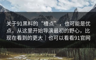 关于91黑料的“槽点”，也可能是优点，从这里开始导演最初的野心，比现在看到的更大｜也可以看看91官网