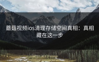 蘑菇视频ios清理存储空间真相：真相藏在这一步