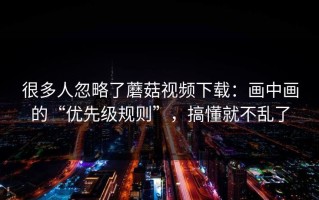很多人忽略了蘑菇视频下载：画中画的“优先级规则”，搞懂就不乱了