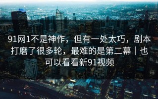 91网1不是神作，但有一处太巧，剧本打磨了很多轮，最难的是第二幕｜也可以看看新91视频