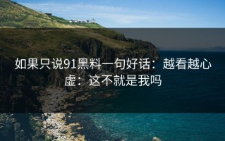 如果只说91黑料一句好话：越看越心虚：这不就是我吗