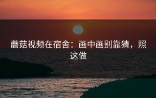 蘑菇视频在宿舍：画中画别靠猜，照这做