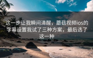 这一步让我瞬间清醒，蘑菇视频ios的字幕设置我试了三种方案，最后选了这一种