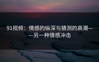 91视频：情感的纵深与猜测的高潮——另一种情感冲击