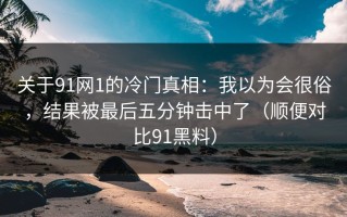 关于91网1的冷门真相：我以为会很俗，结果被最后五分钟击中了（顺便对比91黑料）