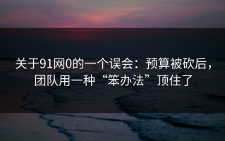 关于91网0的一个误会：预算被砍后，团队用一种“笨办法”顶住了