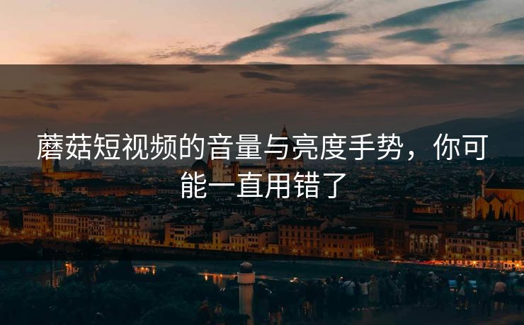 蘑菇短视频的音量与亮度手势，你可能一直用错了-第1张图片-蘑菇视频ios - 苹果用户专属高清APP