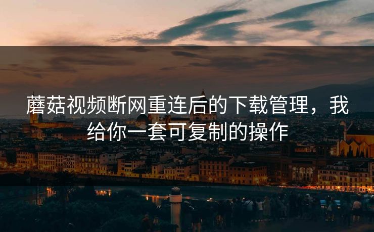 蘑菇视频断网重连后的下载管理，我给你一套可复制的操作