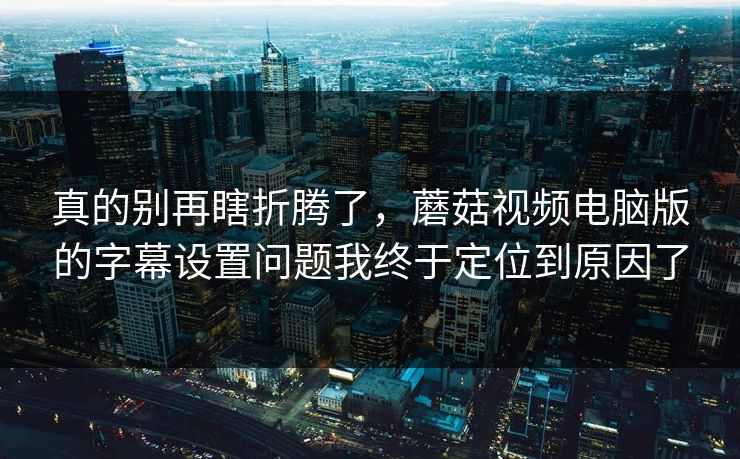 真的别再瞎折腾了，蘑菇视频电脑版的字幕设置问题我终于定位到原因了-第1张图片-蘑菇视频ios - 苹果用户专属高清APP