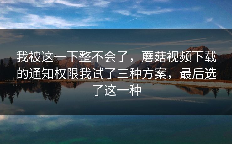 我被这一下整不会了，蘑菇视频下载的通知权限我试了三种方案，最后选了这一种